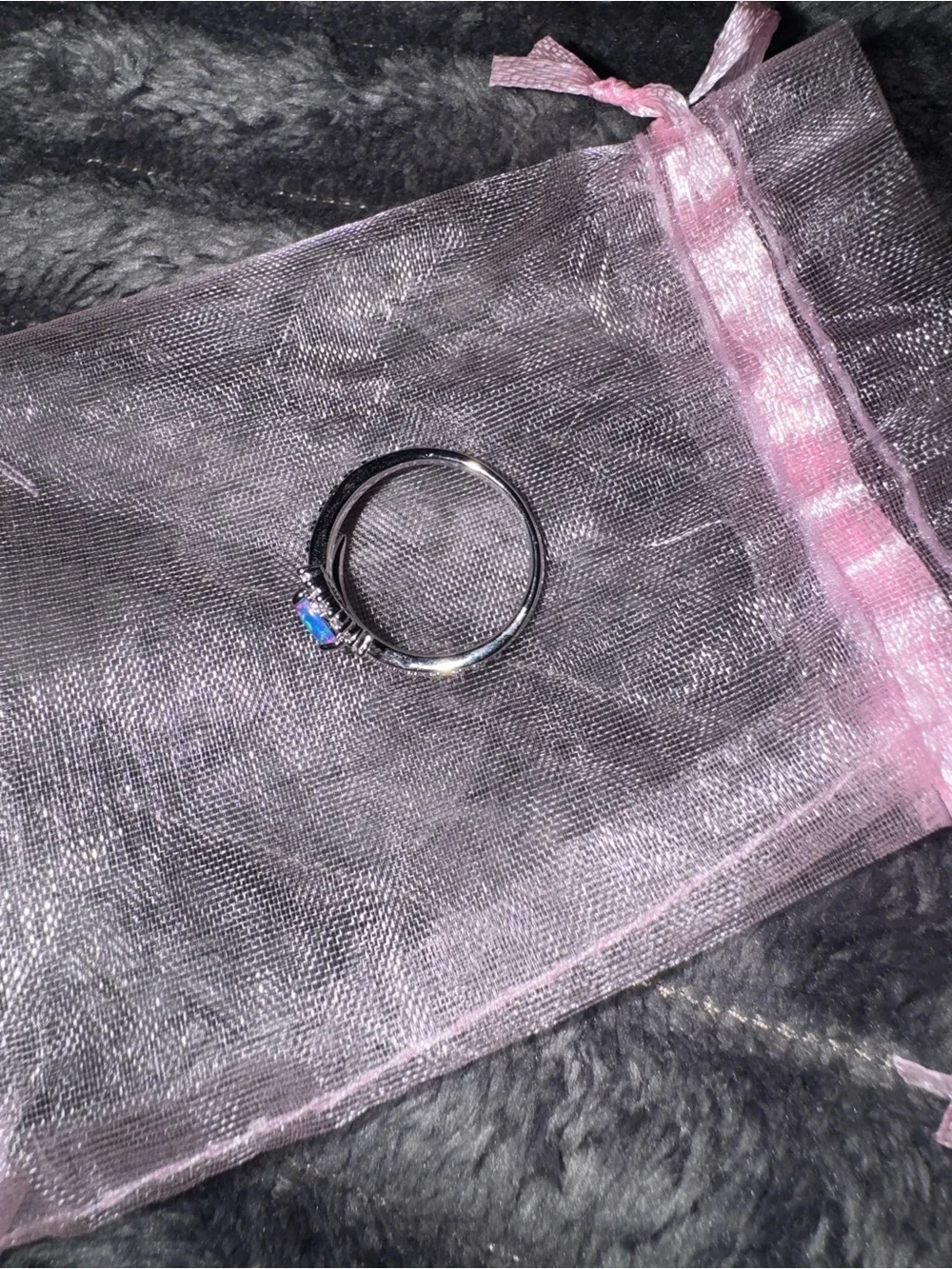 Sterling Ring Set with Blue Fire Opal Pear Center